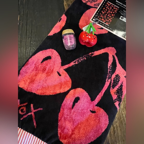 Betsey Johnson & Bath & Body Works Other - BETSEY JOHNSON NWT Cherry Print Beach Towel AND BATH & BODY WORKS PocketBac SET